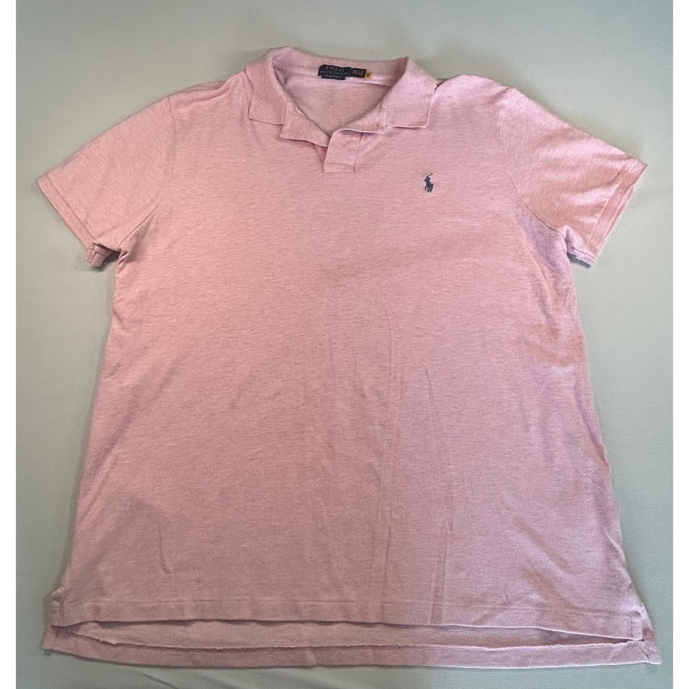 Polo Ralph Lauren Mens XXL Custom Slim Fit Pink Heather Short Sleeve Polo Shirt
